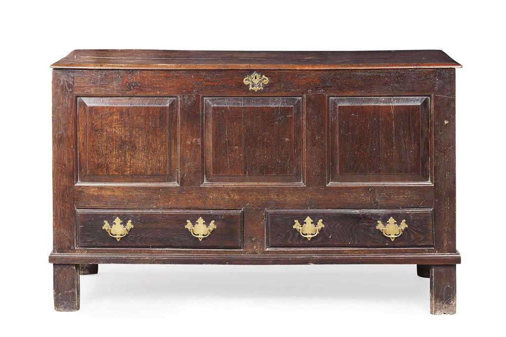 Appraisal: GEORGE III OAK CHEST TH CENTURY the rectangular hinged top