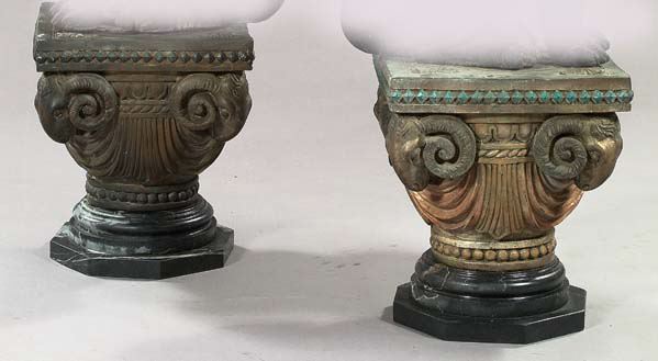 Appraisal: Pair of Neoclassical-Style Cast-Bronze and Marble Pedestals the tops with