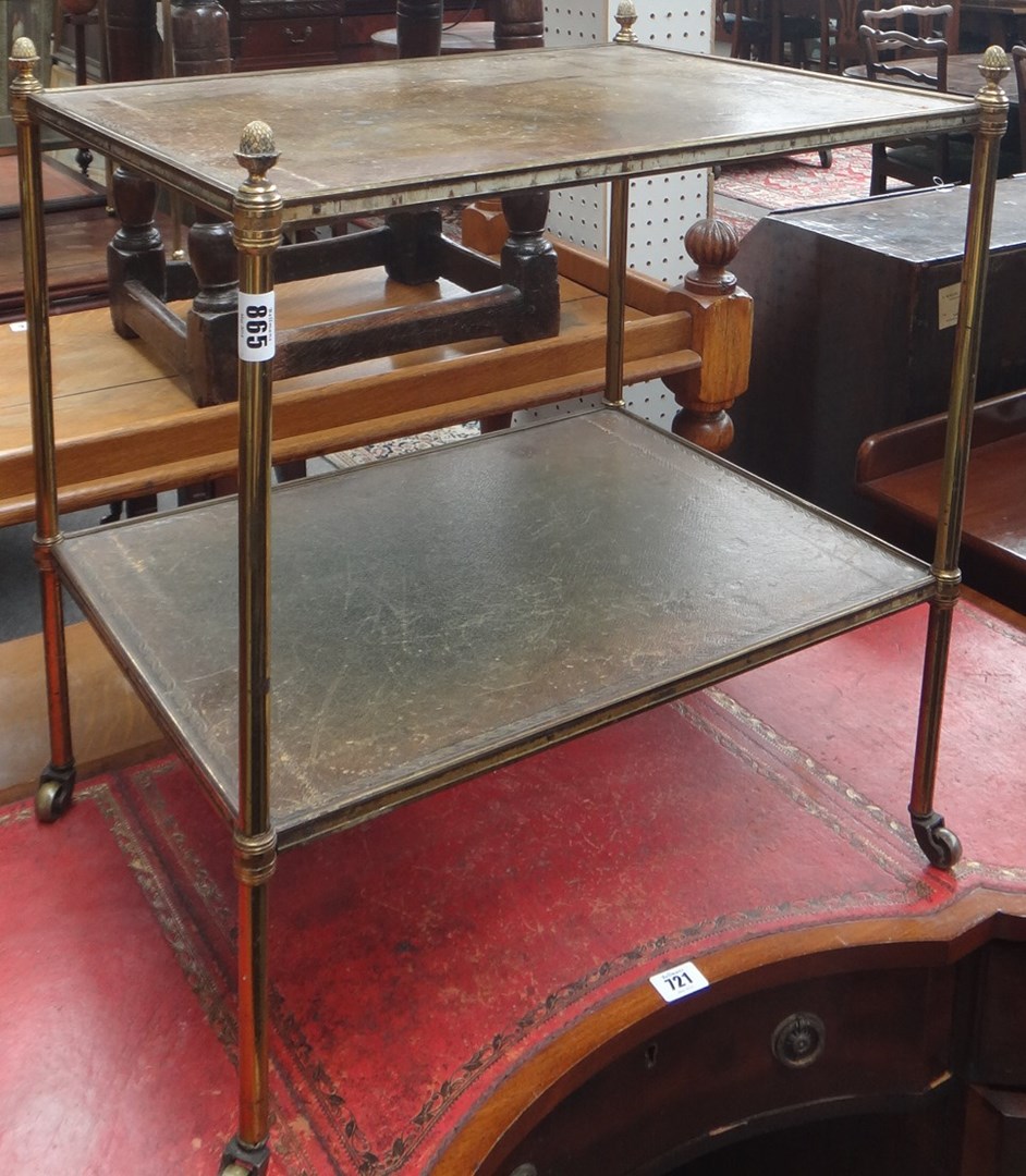 Appraisal: An early th century lacquered brass rectangular two tier occasional