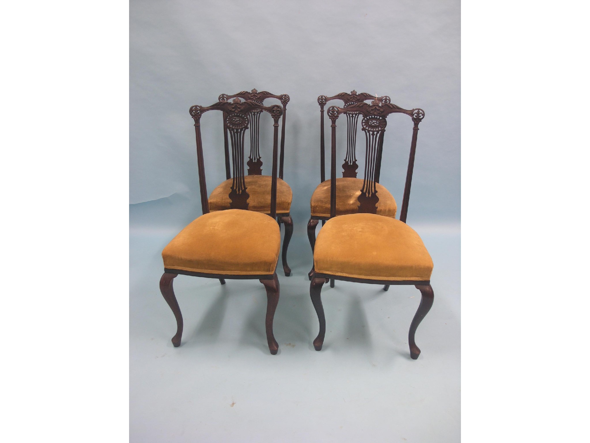 Appraisal: A set of four late Victorian dark mahogany dining chairs