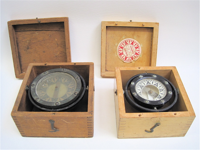 Appraisal: TWO SHIP'S COMPASSES IN WOOD CASES One with the Dirigo