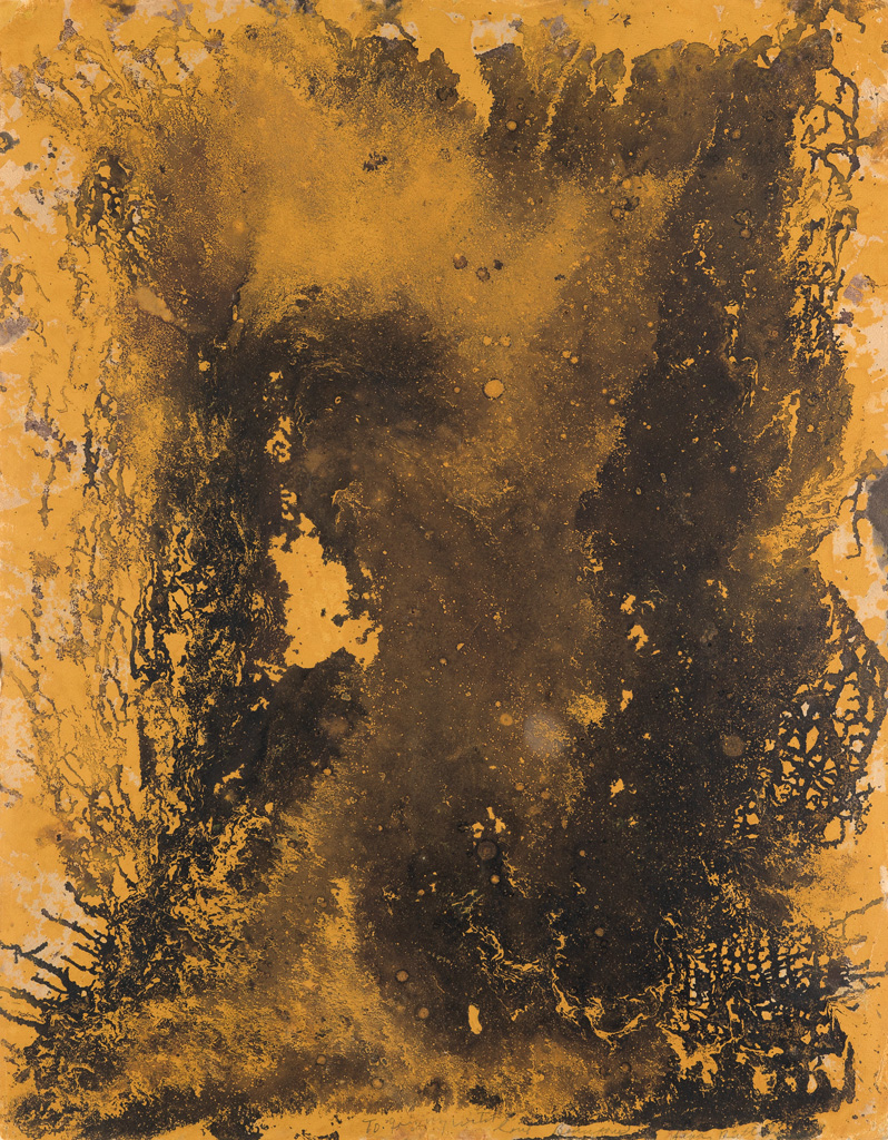 Appraisal: BEAUFORD DELANEY - Untitled Brown and Orange Abstraction Gouache on