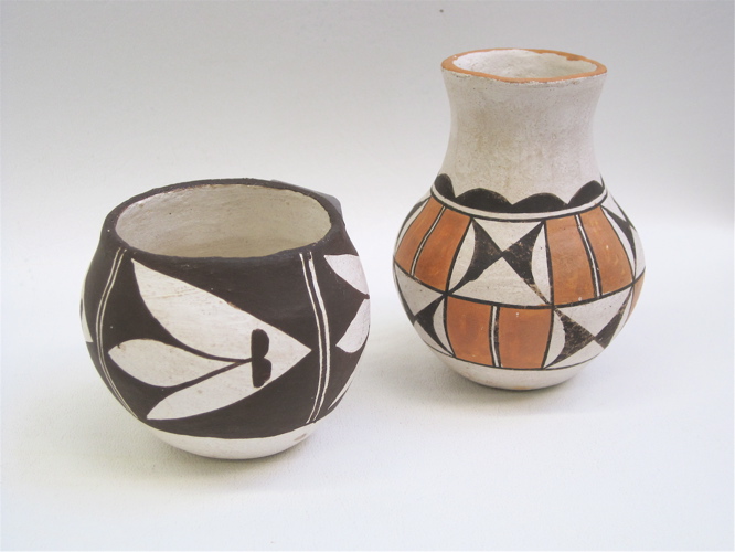 Appraisal: TWO ACOMA PUEBLO POTTERY PIECES the jar by Mary Histia