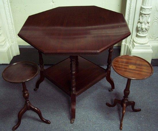 Appraisal: An Edwardian mahogany octagonal table on turned legs united by