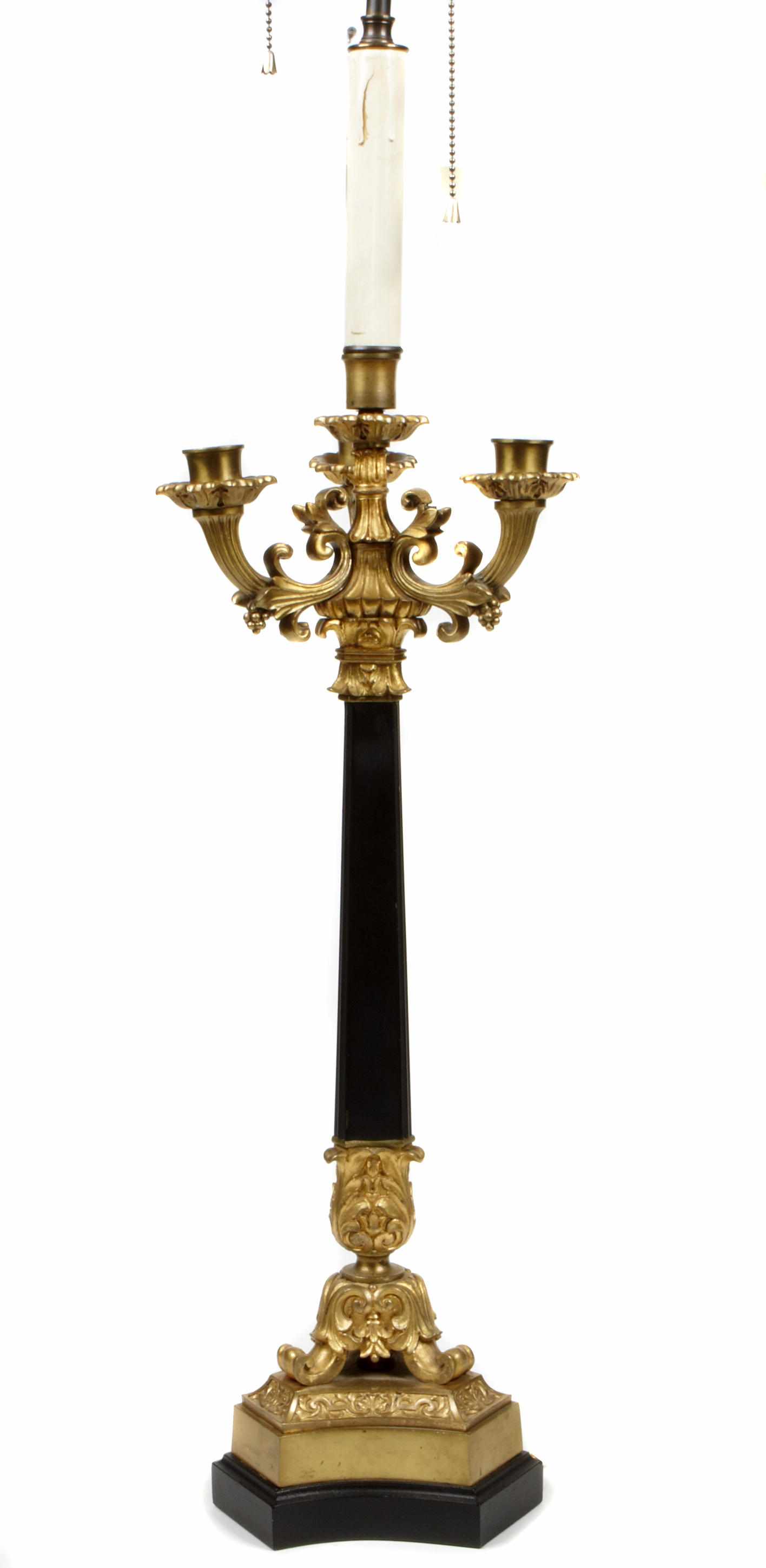 Appraisal: An Charles X style gilt and patinated bronze four light