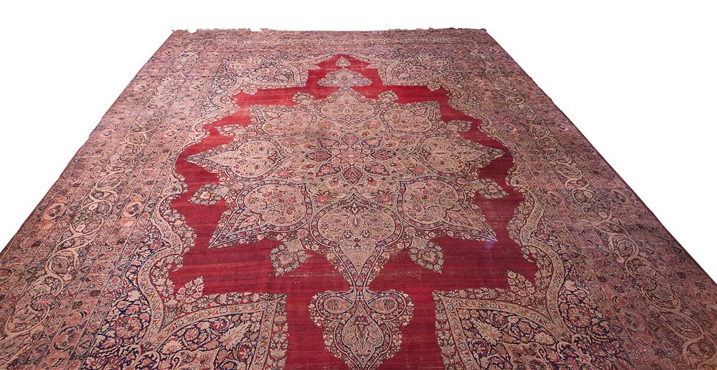 Appraisal: LARGE KIRMAN CARPET SOUTHEAST PERSIA LATE TH CENTURY the red