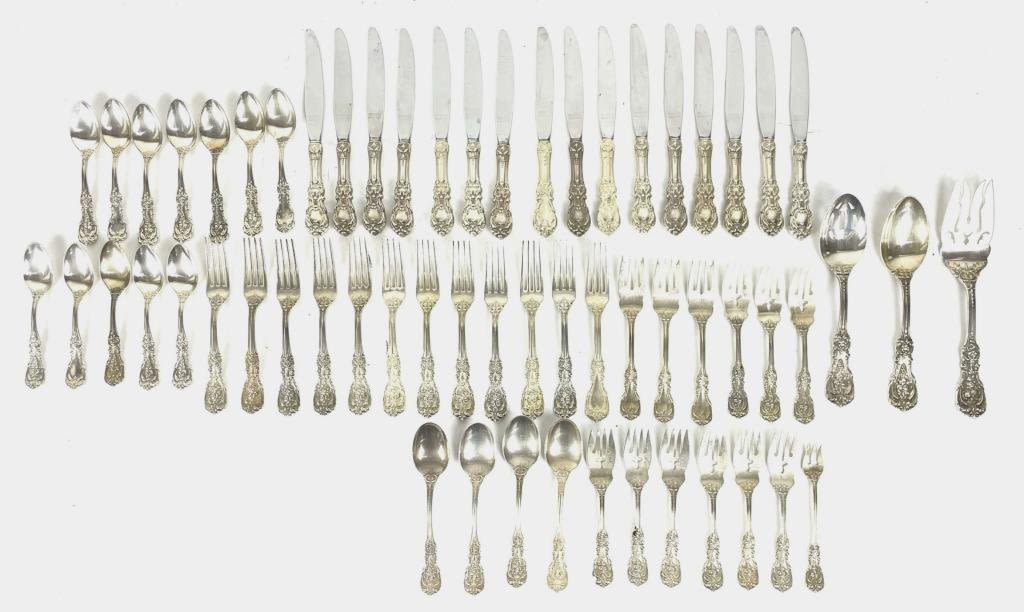 Appraisal: Pc Reed Barton Sterling Flatware Set Teaspoons Tablespoons Serving Spoons