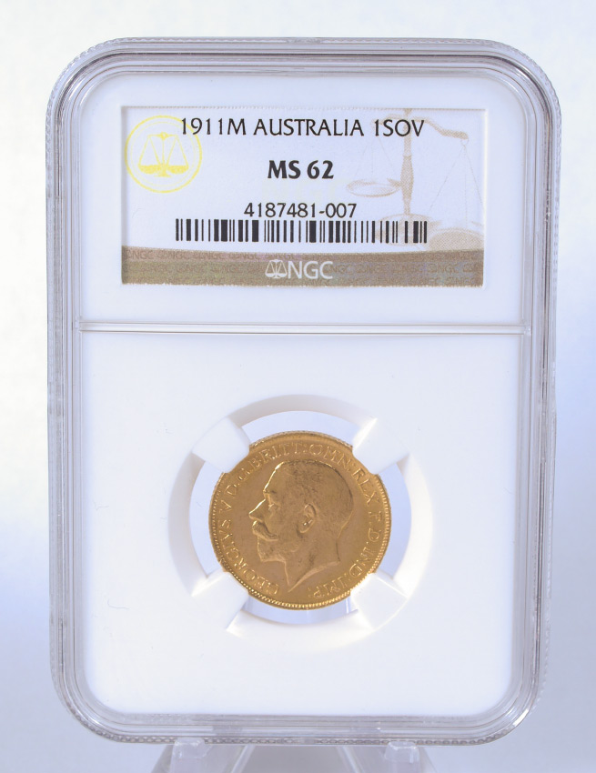 Appraisal: M AUSTRALIA GOLD SOVEREIGN NGC MS Slabbed and graded by