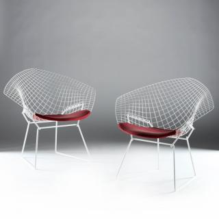 Appraisal: Harry Bertoia Pair of Diamond Chairs s white powder coated