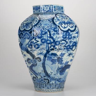 Appraisal: JAPANESE PORCELAIN Blue and white decorated floor vase th c