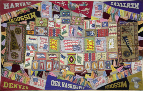 Appraisal: Pieced tobacco sign and pennant quilt h w