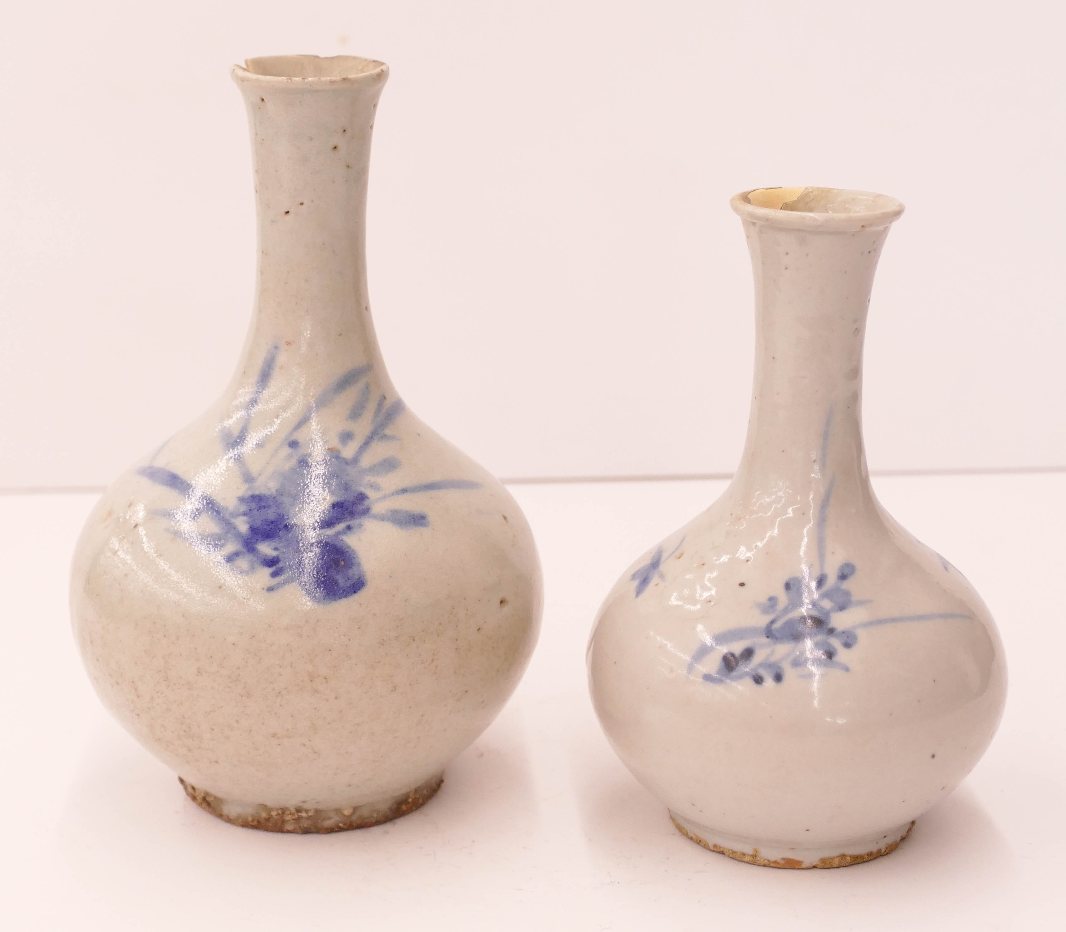 Appraisal: pc Korean Joseon Blue and White Bottles '' and ''