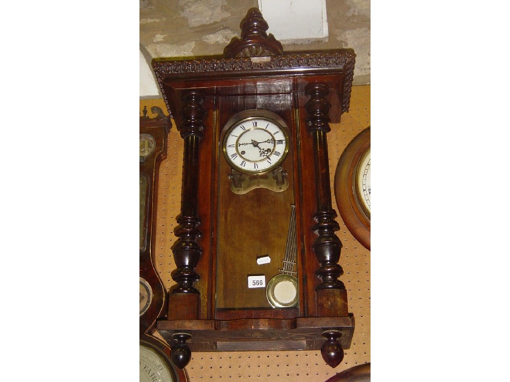 Appraisal: A late th century American wall clock with split spindle