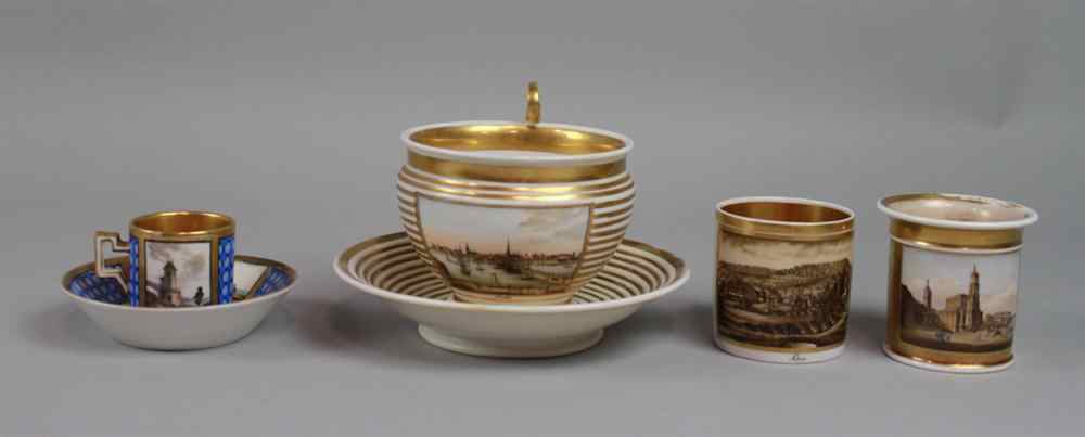 Appraisal: THREE GERMAN TOPOGRAPHICAL PIECES TH CENTURY Including a large cup