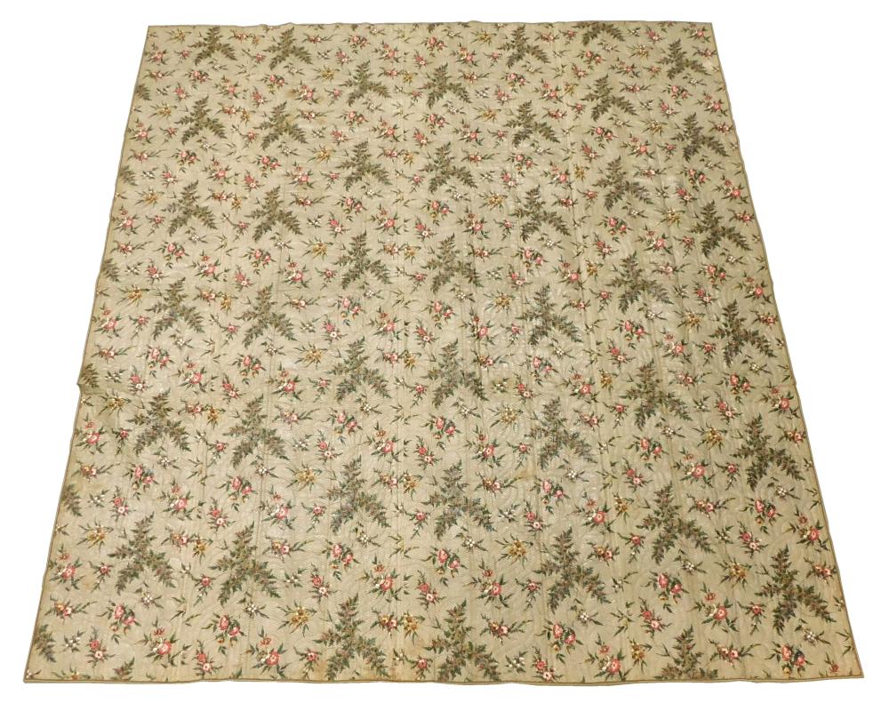 Appraisal: TEXTILE Whole-cloth chintz quilt c - cotton made with a