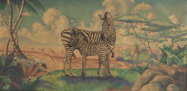 Appraisal: FRANK EGGLESTON AMERICAN TH CENTURY x Zebra and her foal