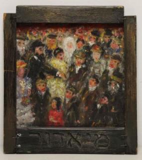 Appraisal: ROTHBORT Samuel Oil on Board Jewish Ceremony Signed lower right