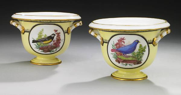 Appraisal: A pair of Sevres porcelain seaux a bouteilles porcelain late