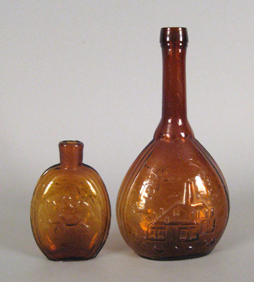 Appraisal: Amber glass calabash with Fislerville Glass Works and Jenny Lind