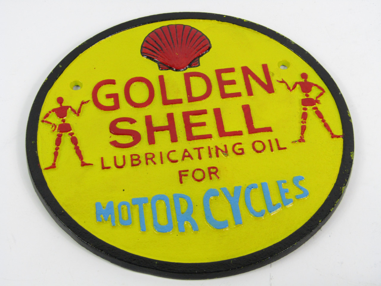 Appraisal: A Golden Shell Lubricating Oil for Motorcycles car sign cm