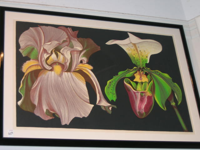 Appraisal: LOWELL NESBITT AMERICAN TH CENTURY Purple Orchid on Black silkscreen