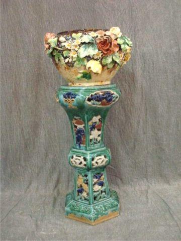 Appraisal: Majolica Porcelain Pedestal and Planter From a Purchase NY home