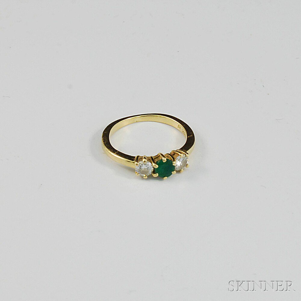 Appraisal: kt Gold Emerald and Diamond Ring each stone approximately cts