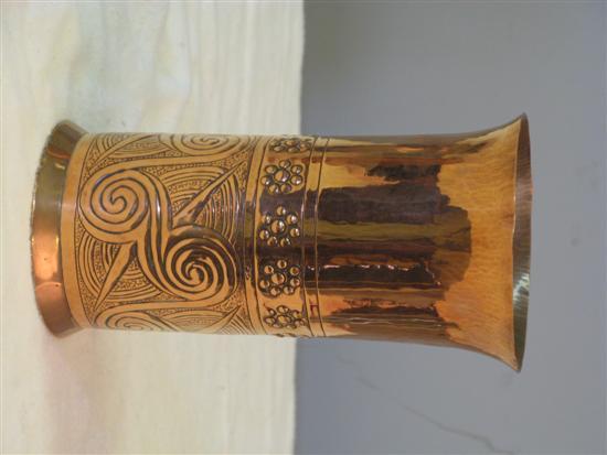 Appraisal: Keswick cylindrical vase with Celtic style design stamped KSIA on