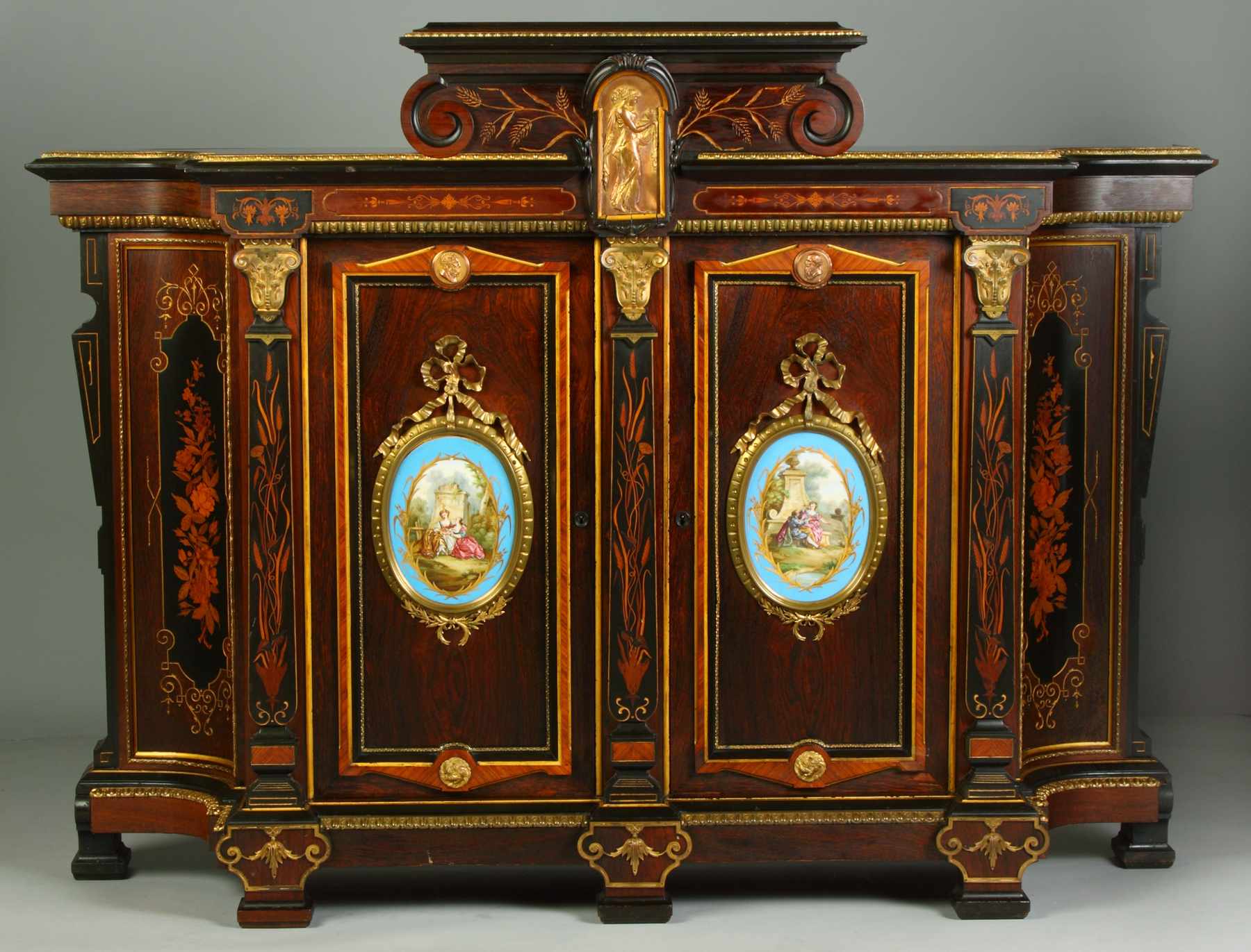 Appraisal: A Renaissance-Revival Bronze Mounted Rosewood Ebonized Cherry Maple Cabinet A