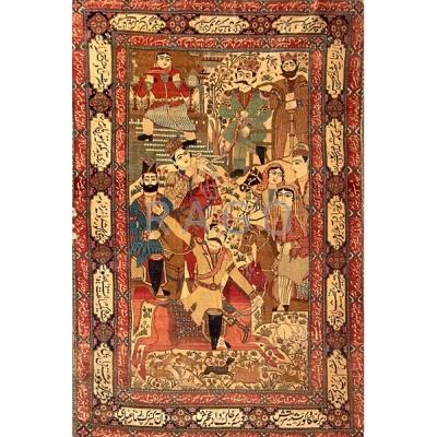 Appraisal: PICTORIAL ORIENTAL RUG Figures in Middle Eastern dress early th