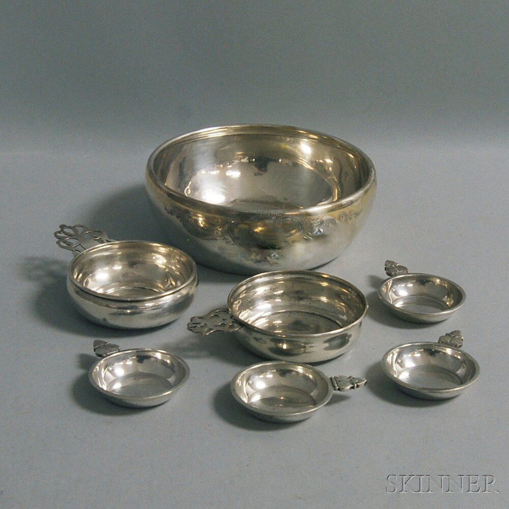 Appraisal: Seven Sterling Silver Articles a Gorham bowl with engraved cartouches