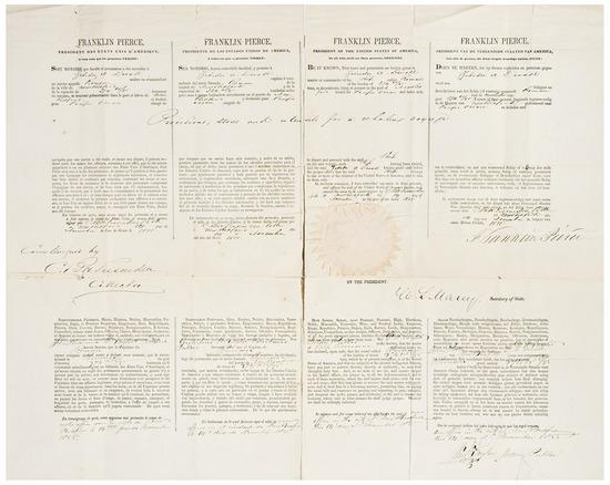 Appraisal: PRESIDENTS -- PIERCE Franklin Partly-printed document signed as President with