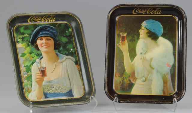 Appraisal: AND COCA-COLA SERVING TRAYS Depicts girls drinking Coca-Cola in glasses