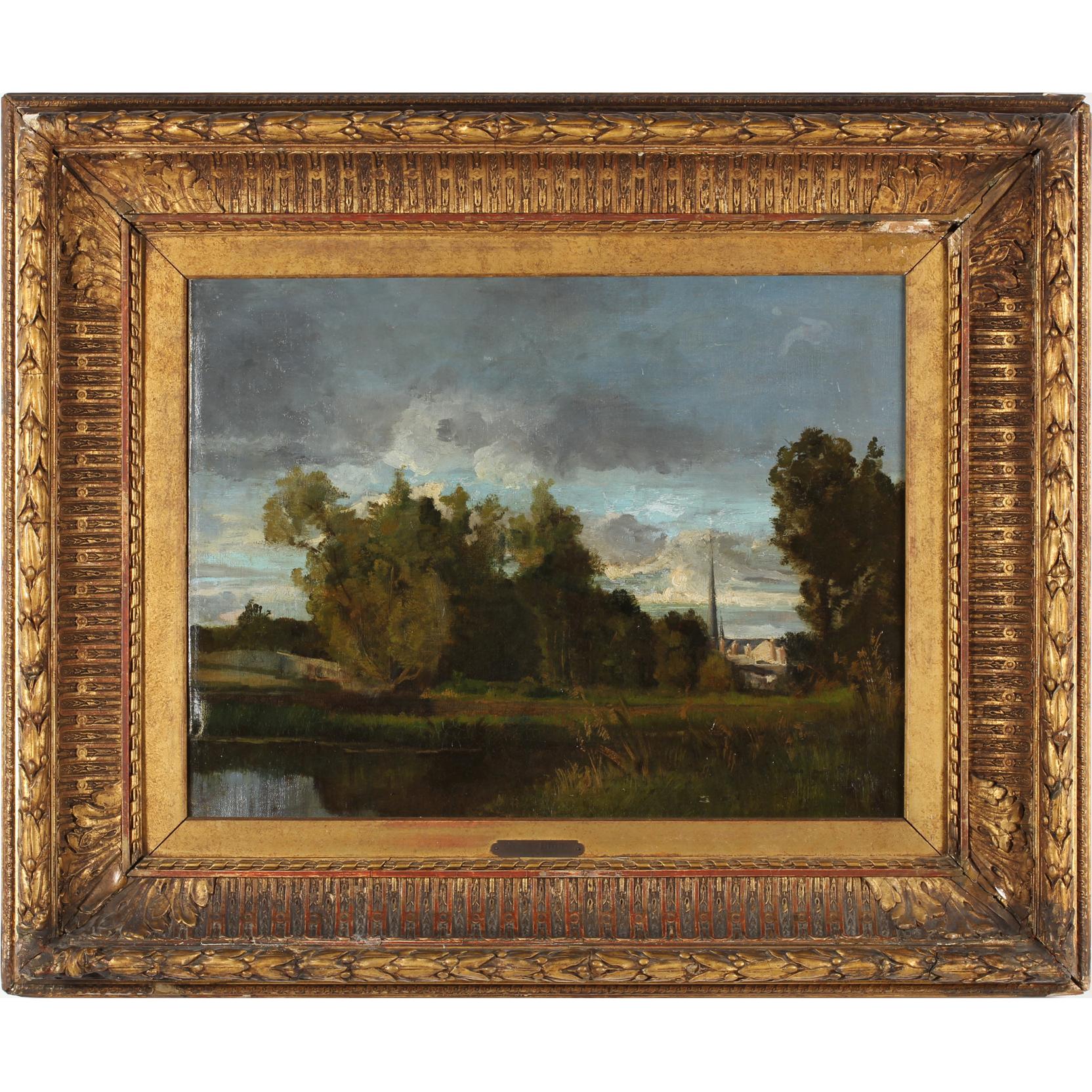 Appraisal: Jules Dupre French - Pastoral Landscape oil on canvas illegible