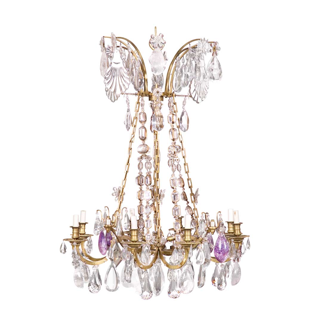 Appraisal: Louis XV Style Gilt-Bronze Rock Crystal Amethyst and Cut Glass