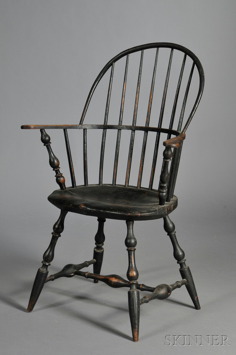 Appraisal: Painted Windsor Sack-back Chair New England late th century with