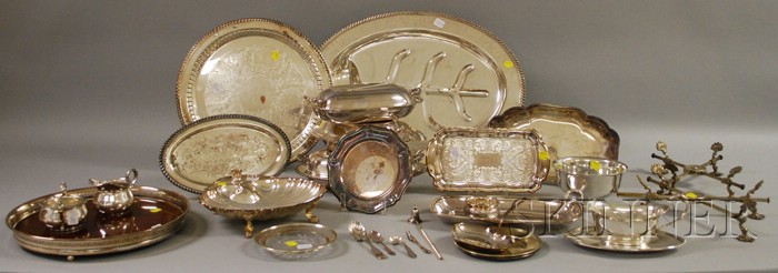 Appraisal: Group of Silver Plated Hollowware trays matching creamer and sugar