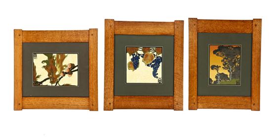 Appraisal: THREE ARTS CRAFTS STYLE FRAMES American late th century oak