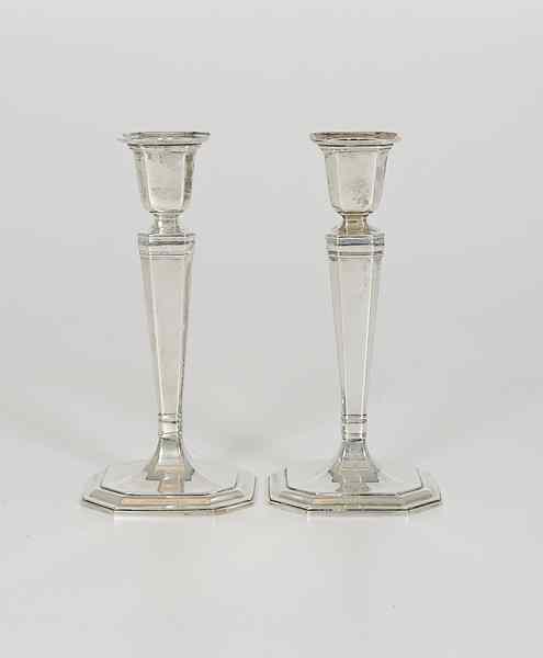 Appraisal: Tiffany Sterling Weighted Candlesticks American a pair of Tiffany Co