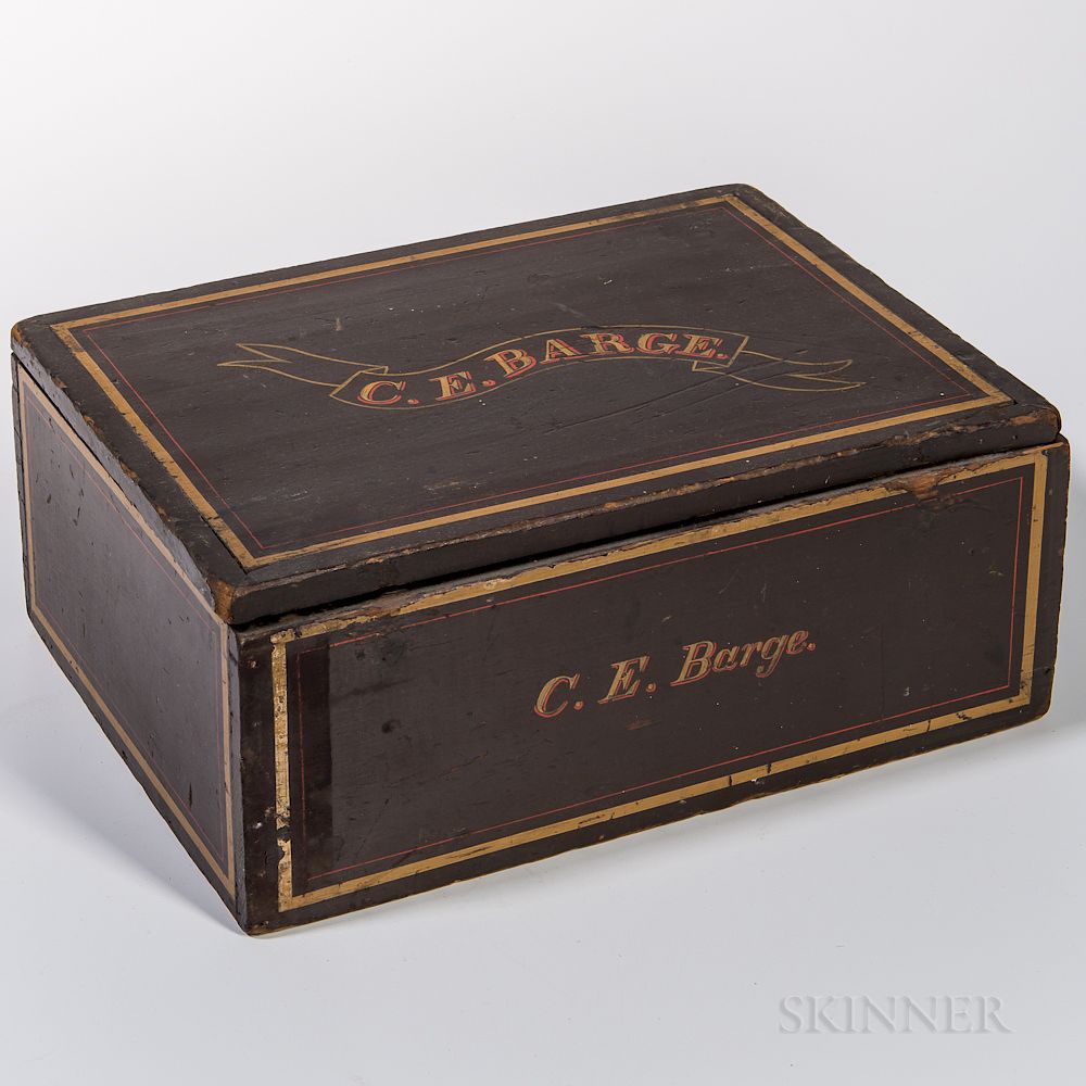 Appraisal: C E Barge Paint-decorated Box C E Barge Paint-decorated Box