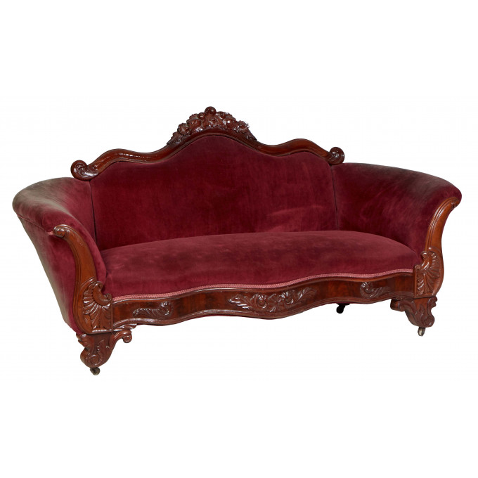 Appraisal: American Victorian Carved Mahogany Settee th c the arched serpentine