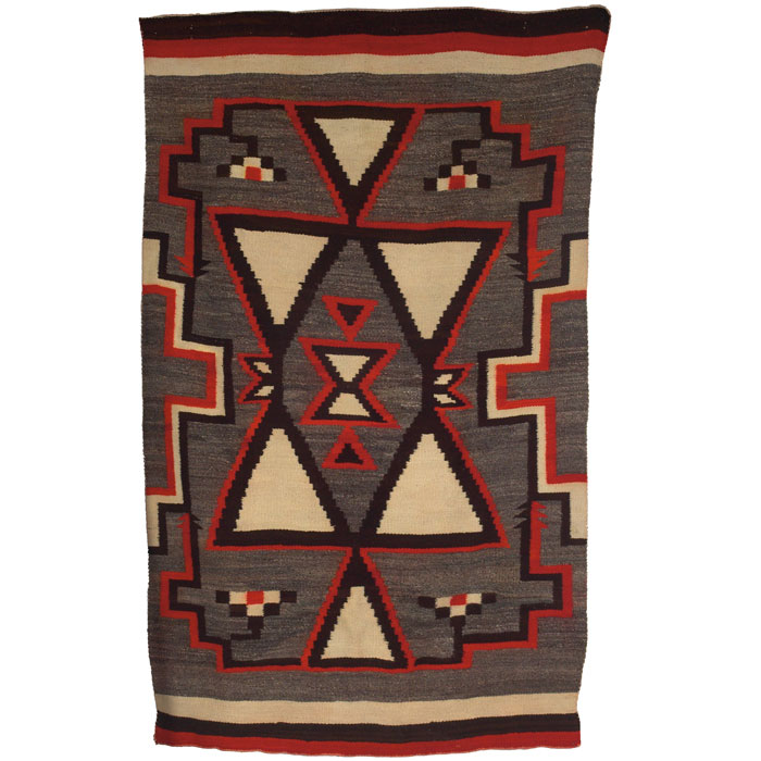 Appraisal: Navajo rug ca geometric pattern in red gray and brown