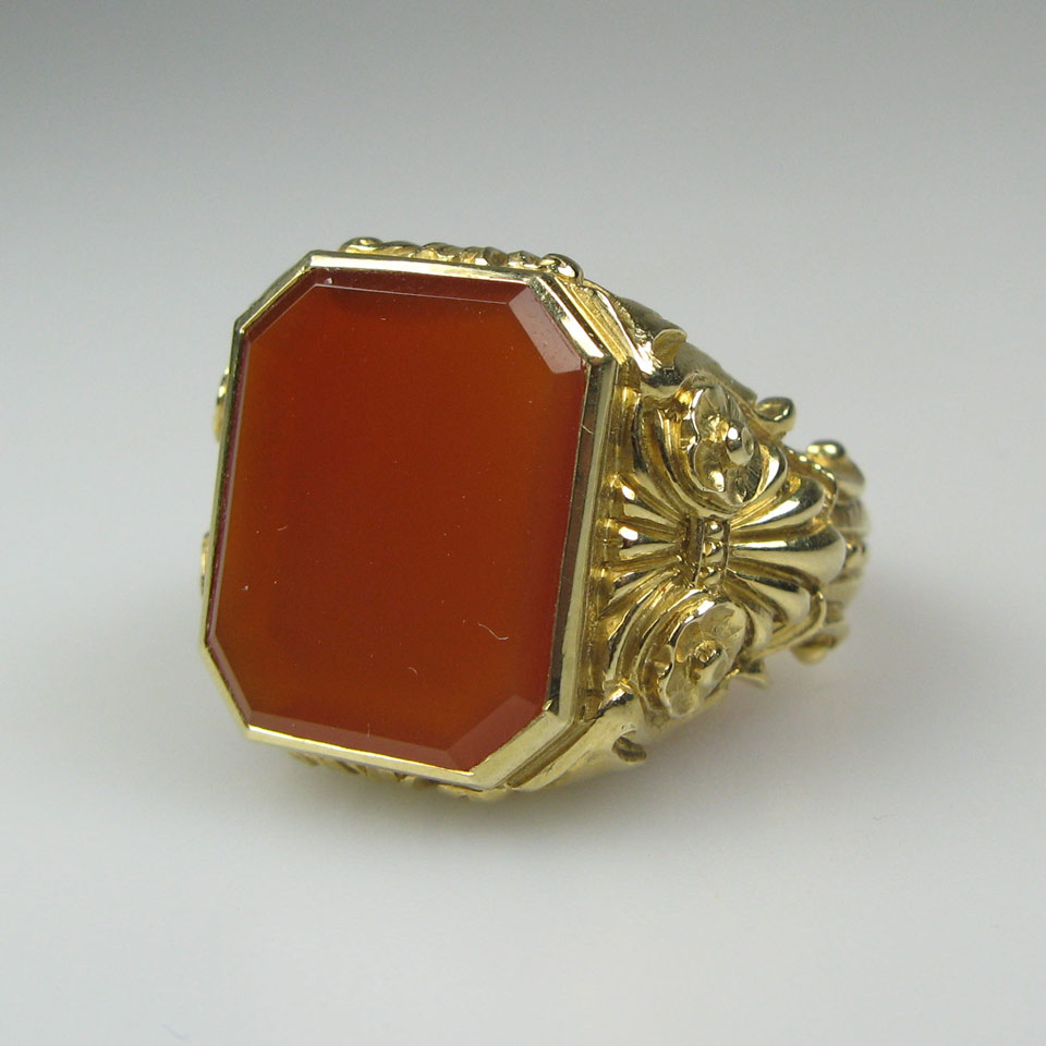 Appraisal: k Yellow Gold Ring set with a carnelian panel Ring