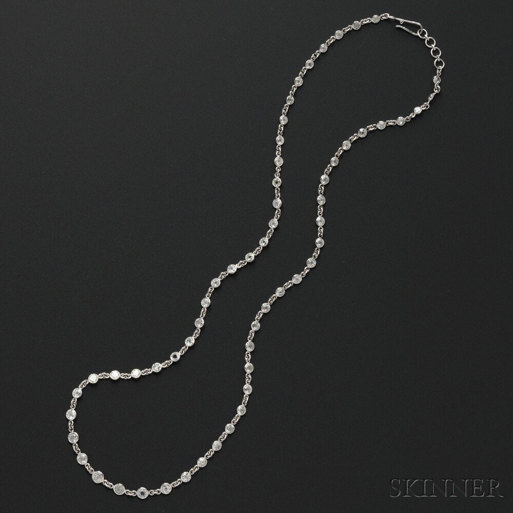 Appraisal: Platinum and Diamond Chain bezel-set with fifty-eight circular-cut diamonds approx