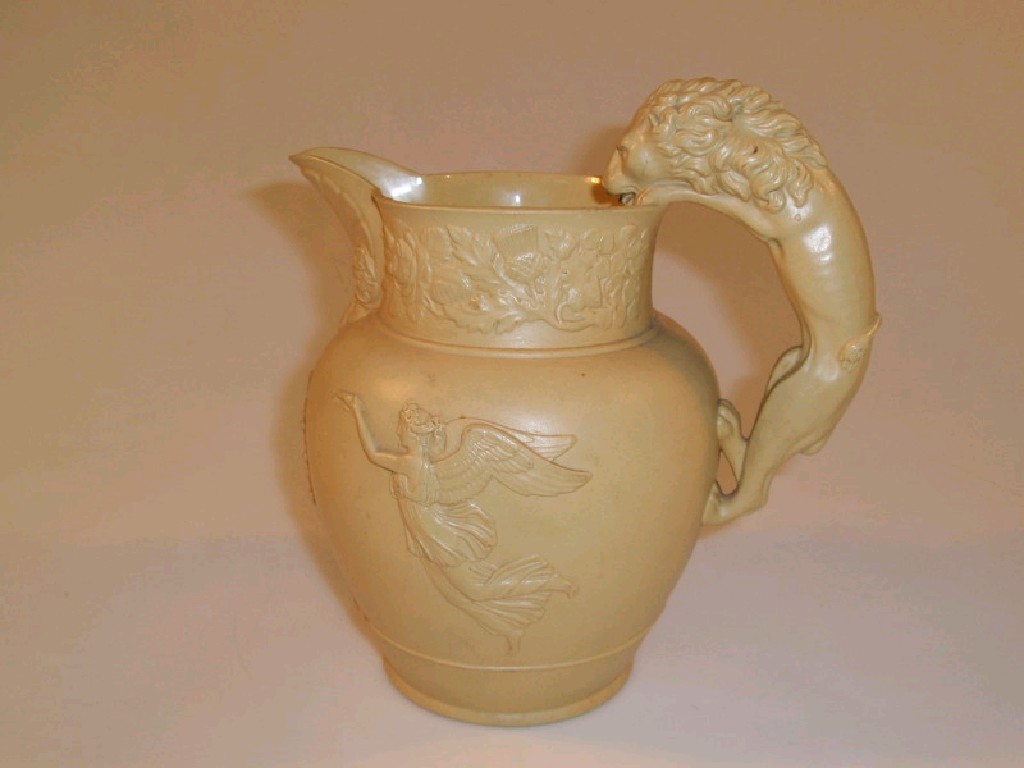 Appraisal: A Victorian relief moulded pottery jug decorated with an Emperor