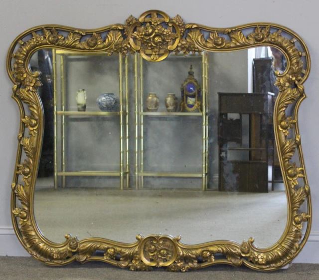 Appraisal: Floral Carved Gilt Framed Mirror From a Scarsdale NY estate