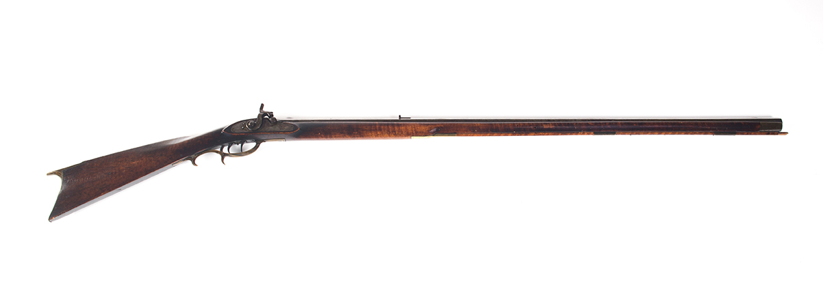 Appraisal: FULL-STOCK CALIBER PERCUSSION RIFLE American th century Octagonal barrel and