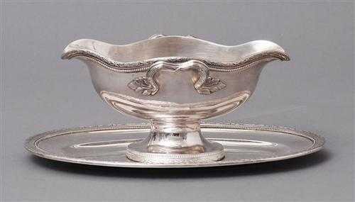 Appraisal: LOT PLATE GRAVY BOAT AND BOWL France th century Puiforcat