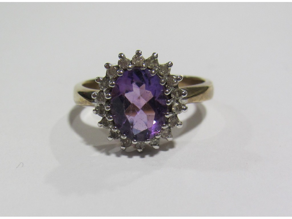 Appraisal: ct gold amethyst and diamond cluster ring