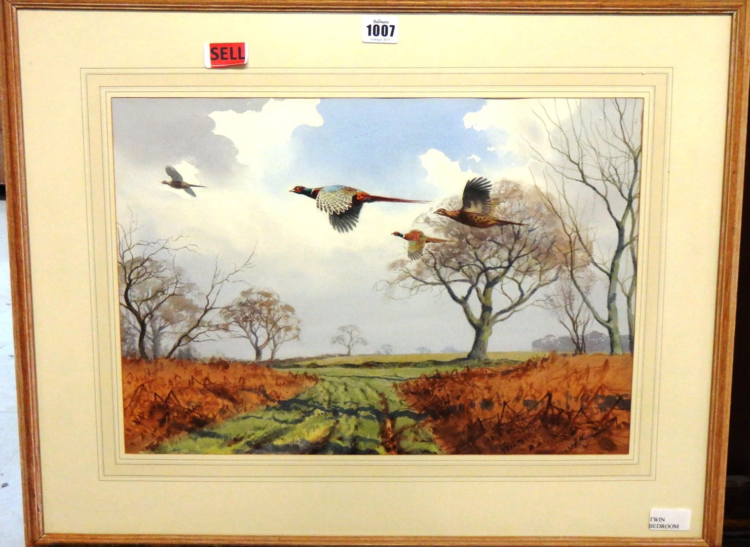 Appraisal: John Cyril Harrison - Pheasants in flight watercolour signed cm